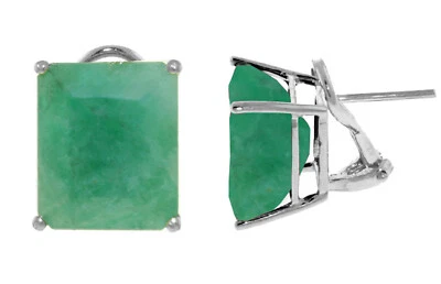 14K. PENDIENTE CLIPS FRANCESES DORADOS CON ESMERALDAS NATURALES (Oro Blanco) Foto 1 de 2