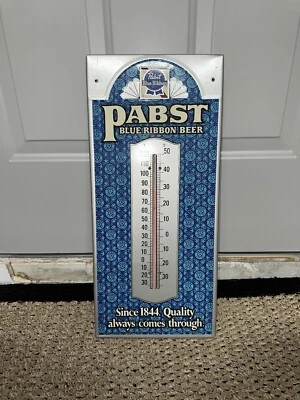 Vintage PABST BLUE RIBBON BEER Thermometer Tin Sign ~ Fabulous Condition!! - Image 1 of 4