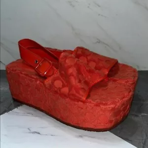Coach noelle terrycloth platform sandal sz 8.5. (N21) - Picture 1 of 6
