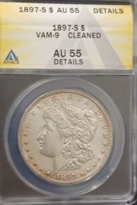 1897 S MORGAN SILVER DOLLAR   *BRIGHT COIN - GENTLE RIM TONING*   AU 55    VAM 9 - Picture 1 of 4