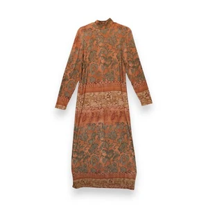 Vintage 90s Jeffrey Craig Floral Pattern Mock Neck Maxi Dress Large Long Sleeve - Bild 1 von 7