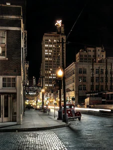Vue de nuit 1942, section centre ville. Tirage Photo 14 x 11" Dallas, Texas - Photo 1 sur 1
