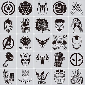 25 Pcs Superhero Stencils for Painting on Wood Canvas - Kids Drawing Painting... - Picture 1 of 4