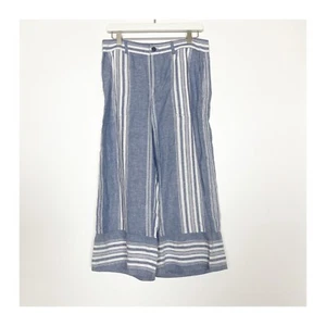 Lauren Ralph Lauren Pants Size 6 Blue White Capri Green Label Pockets Linen RARE - Picture 1 of 7