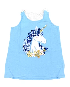 Justice Girls Unicorn Lace Glitter Tank Top Summer Graphic 8 10 12 14/16 18/20 - Picture 1 of 2