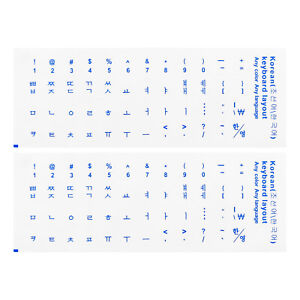 Korean Keyboard Stickers Transparent Background W Blue Lettering 2Pcs