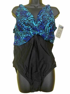 Caribbean Sand One Piece Bathing Suit Women Size 18 W Floral PLCS-506 - Picture 1 of 4