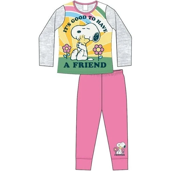 PEANUTS Girls Cotton Snoopy 'It's Good To Have A Friend' Pyjama Set 5 -12 years