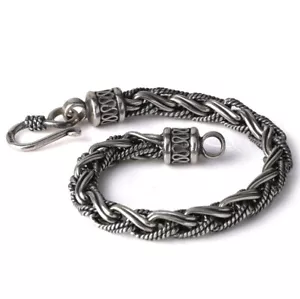 I07 Herren Armband 19,5 cm Silber 925 seilartig geflochten gewebt - Bild 1 von 8