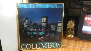 Columbus Ohio Capitol Framed Glass Picture,night,metal frame,21x20,vg! - Picture 1 of 6