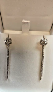 14kt white gold diamond dangling earrings with 44 genuine diamond 1/2 ct t.w. - Picture 1 of 12
