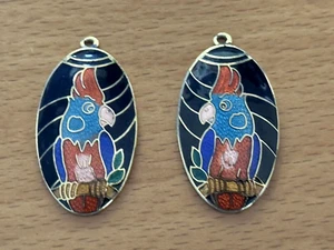 Colgante Vintage Cloisonne Loro Forma Ovalada Tono Dorado para Collar o Pendientes - Imagen 1 de 23