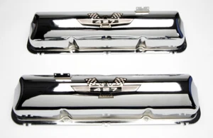 1963-64 FORD 427 GALAXIE  "BALDY" CHROME VALVE COVER SET WITH DECALS - Picture 1 of 1