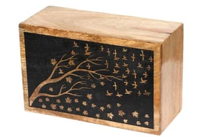 Hand Carved Urns Wooden Memorial Cremation Adult Ashes Urn Funeral Keepsake URN - Picture 1 of 5