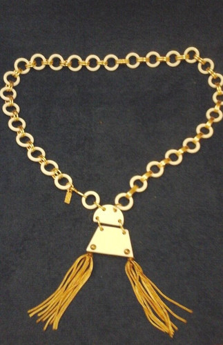 SAINT LAURENT (YSL) Cintura collana Yves Saint Laurent vintage anni 70 maglia tono bianco lucite oro