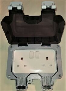 Weatherproof Outdoor 13A 2 Gang Twin Switched Double Socket IP66 UK SELLER!!!
