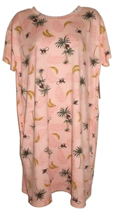 New Womens Small/Medium Monkey Banana Sleepshirt Joyspun Pockets! Peach Soft S/M - Picture 1 of 2