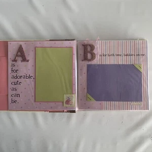 Scrapbook Mini Album Newborn Baby Girl Handmade Shower Gift ABC 8” x 8” - Picture 1 of 10