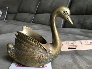Maceta cisne vintage de latón pequeña 6X6X2 - Imagen 1 de 9