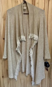Girls Junior’s 16 XL ARIZONA JEANS CO Fringed Cardigan Tweed Knit Open Waterfall - Picture 1 of 16