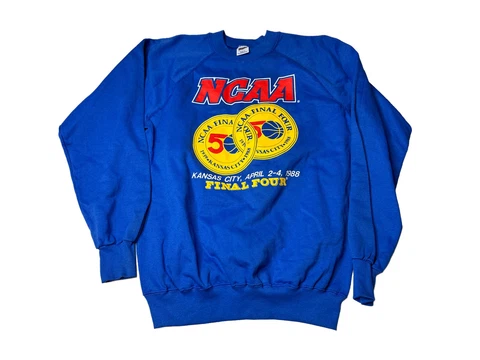Vintage TRENCH 1988 NCAA FINAL FOUR Crew neck Blue Medium Cover