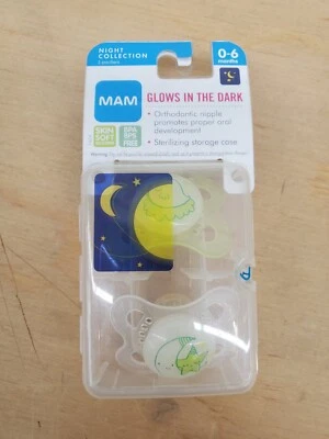 MAM 2 Chupetes Colección Noche Piel Sensible 0-6m Foto 1 de 2