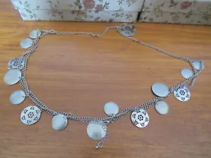 Vintage Belly Dancer Chain Belt Silver Filigree Discs Adjustable Festival Hippie - Picture 1 of 3
