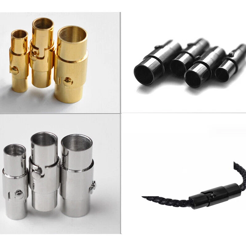 2Pc Stainless Steel Magnetic Clasp Leather Cord Bracelet Connector Clasps 3-10mm - Image 1 of 4