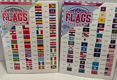 Educational Insights United States and World Flag Self-Adhesive Stickers New - Image 1 of 4