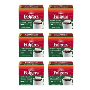 Folgers Coffee Singles Medium Roast Decaf Coffee Bags, 19 Count (Pack of 6) - Picture 1 of 6