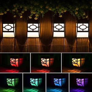 4-12 Pcs LED Solar Fence Lights Outdoor Deck Wall Stair Step Garden Lamp 8 Color - Picture 1 of 20