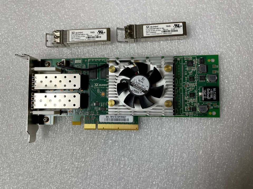 Fujitsu QLogic Dual Port 16Gb QLE2672-F HBA S26361-F5313-L202 + 2x 16Gb SFP's - Image 1 of 1