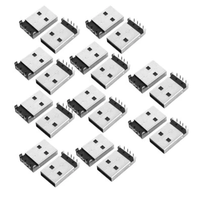 20 x Connettore a Saldare Jack DIP Maschio USB A Maschio Supporto PCB 4 Pin 90 Gradi - Immagine 1 di 2
