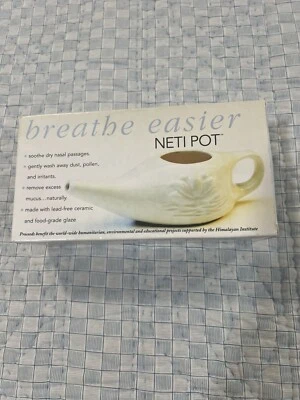 Olla Neti de porcelana Breathe Easy con instrucciones alivio de alergias resfriados y gripe Foto 1 de 4
