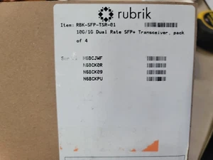 Box of 4 Rubrik RBK-SFP-TSR-01 10G/1G SFP+ Transceiver Modules - Picture 1 of 7