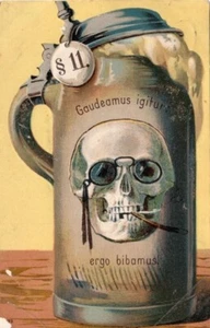 Germany 1905 Postcard Studentika / Studentica Beer Stein - Skull & Paragraph 11 - Bild 1 von 2
