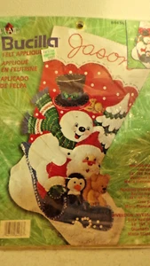 BUCILLA VERSIEGELT FILZ WEIHNACHTSSTRUMPF SET WINTER SPASS SCHNEEMANN WEIHNACHTSMANN PINGUIN + 18" - Bild 1 von 4