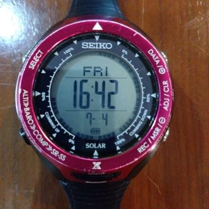Seiko Alpinist Solar S830-00A0 Men's Watch Red Digital Used Jp - Picture 1 of 5