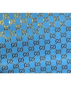 GG LV Louie Print Design Faux Fabric Designer Luxury Leather Craft DIY Material - Picture 1 of 1
