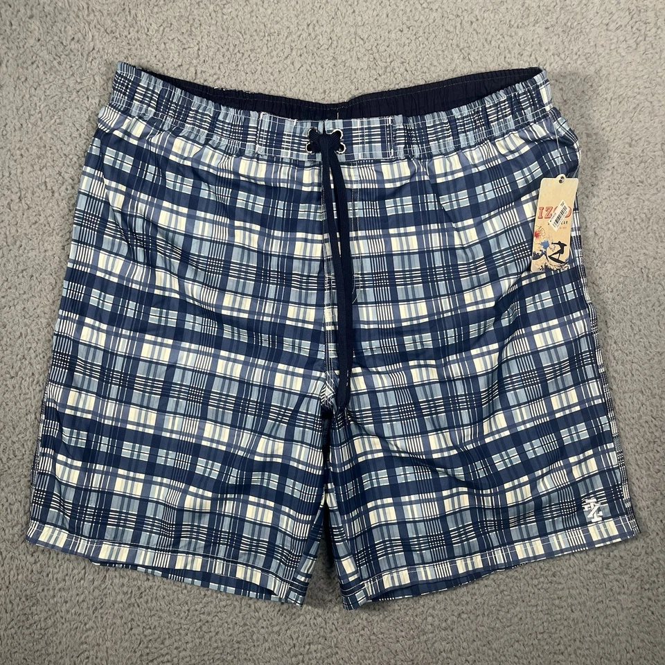 Nuevo Bañador IZOD Para Hombre Forrado Azul y Blanco A Cuadros Talla XXL NUEVO CON ETIQUETAS Foto 1 de 4