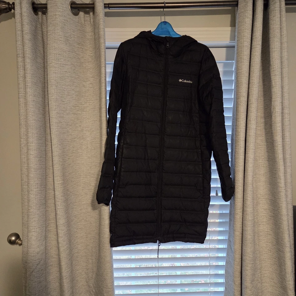 Jaqueta Columbia Feminina Powder Lite Puffer Preta com Capuz Omni-Heat Tamanho Grande - Imagem 1 de 3