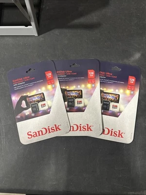 SanDisk Ultra microSDXC UHS-I Card 128GB with Adapter 3 Pack - New & Sealed - Image 1 of 3
