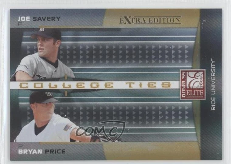 2008 Donruss Elite Extra Edition College Ties Gold /100 Joe Savery Bryan Price - Image 1 of 2