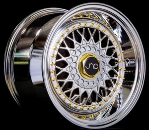 JNC 004S Platinum Gold Rivets 18x8.5 5x112/5x120 +30 cb73.1 Wheel/Rim - Picture 1 of 1