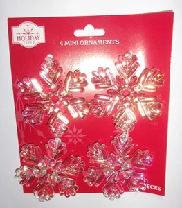 (4) Mini 2.5” Alto Iridiscente Plástico Transparente Copo de Nieve Adornos de Navidad - Imagen 1 de 3