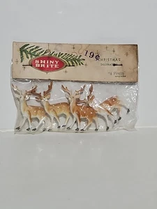 Vintage Christmas Shiny Bright Deer In Original Pkg - Picture 1 of 2