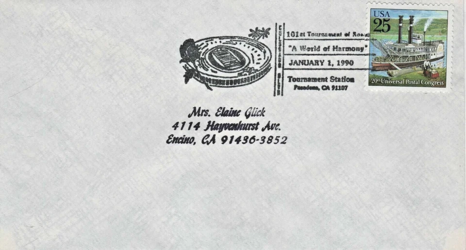 101 st. Tournment of Roses "A World of Harmony" Jan. 1, 1990 Tournament Station - Image 1 of 1