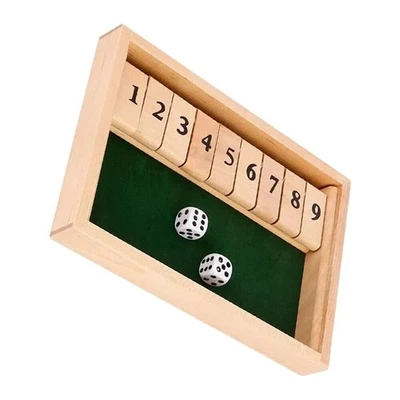 Shut The Box Game - 9 Numbers Dice Game Game Family Traditional Game Wooden - Image 1 of 4