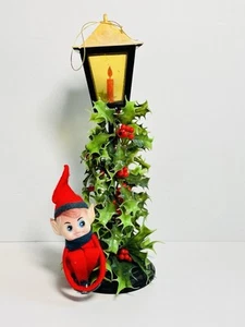 Vintage Plastic Christmas Victorian Lamp Post 10" with Knee Hugger Elf - Picture 1 of 6