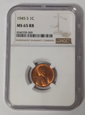 1945-S LINCON CENT NGC MS 65 RB - Image 1 of 2